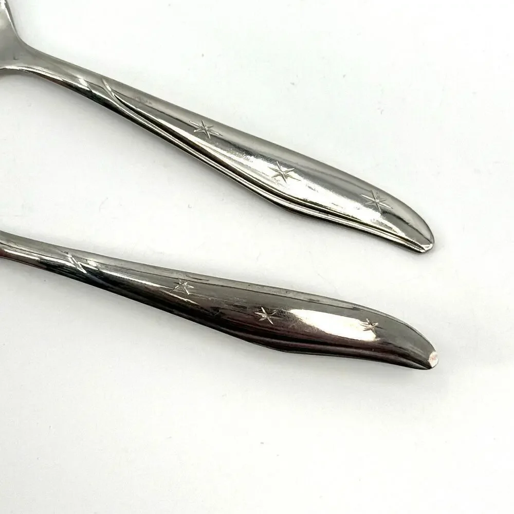 MARCREST Set of 3 Atomic Starburst MCM Sugar Spoons Butter Knife Stainless USA